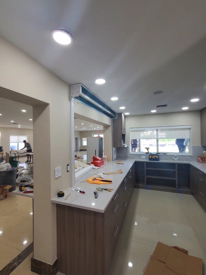 Completed kitchen remodel with a new island and counters